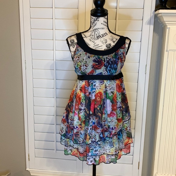 Swimsuit one piece tiered Scoop Neck Swimdress colorful print Size XXL - Picture 2 of 16